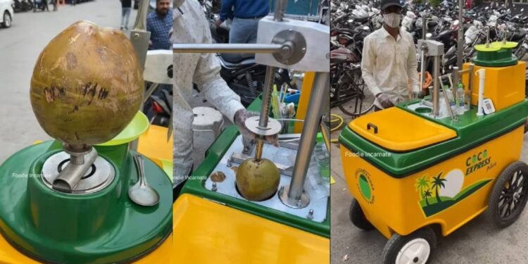 ഹൈടെക്ക്‌-കരിക്കിന്‍-വെള്ളം;-ഒരു-ഗ്ലാസിന്-വില-50-രൂപ;-വൈറലായി-തെരുവോര-കച്ചവടക്കാരന്‍