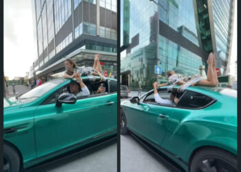 കാറിന്-മുകളിൽ-കാമുകിയെ-വരിഞ്ഞുകെട്ടി-നഗരയാത്ര;-കാരണം-വിചിത്രം