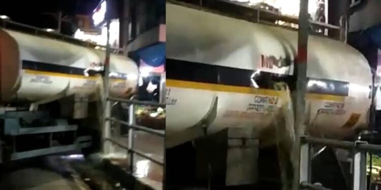 താനൂരില്-ടാങ്കര്-അപകടത്തില്പ്പെട്ടു;-പെട്രോള്-ചോരുന്നു,-ആളുകളെ-ഒഴിപ്പിച്ചു