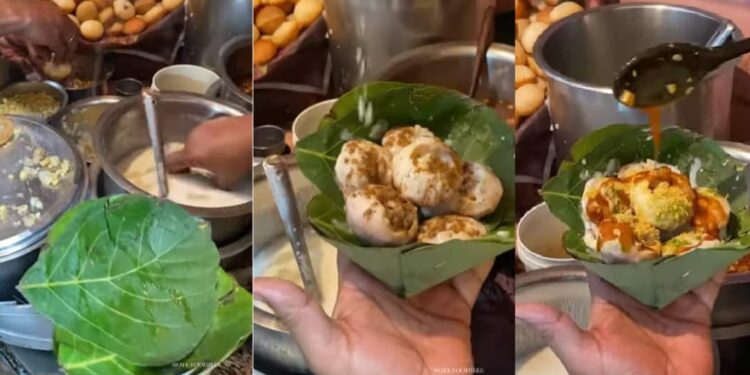 ഇലയില്‍-വിളമ്പി-പാനീപൂരി;-വന്‍-ഹിറ്റായി-വീഡിയോ