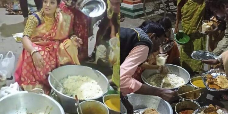 വിവാഹത്തിന്-ബാക്കി-വന്ന-ഭക്ഷണം-പാവപ്പെട്ടവര്‍ക്ക്-വിളമ്പി-യുവതി;-ഹൃദയം-കവര്‍ന്ന്-ചിത്രങ്ങൾ