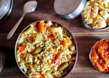 ഊണ്-കുശാലാക്കാൻ-പച്ചക്കറി-ചോറും-മധുരമാങ്ങാ-കറിയും