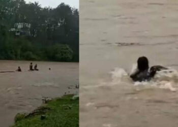 കുത്തി-ഒഴുകുന്ന-കക്കട്ടാറില്‍-യുവാക്കളുടെ-സാഹസിക-തടി-പിടിക്കല്‍;-വൈറലായി-വീഡിയോ