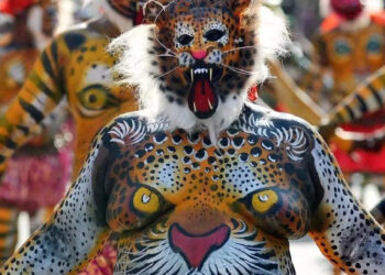 പുലിക്കളിക്കാര്‍ക്കൊപ്പം-നൃത്തം-ചെയ്ത്-കുരുന്ന്;-വൈറലായി-വീഡിയോ