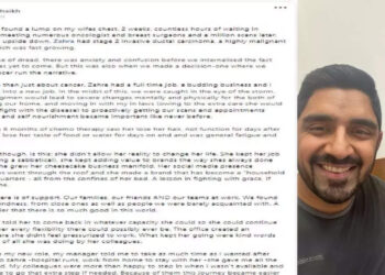 അര്‍ബുദത്തിനോട്-പോരാടുന്ന-ഭാര്യയെക്കുറിച്ച്-ഭര്‍ത്താവിന്റെ-പോസ്റ്റ്;-കണ്ണ്-നിറയ്ക്കും-ഈ-വരികള്‍