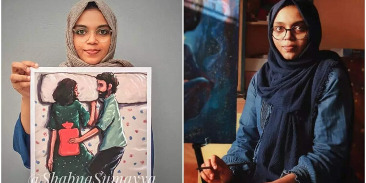 വരച്ചയാളുടെ-പേരില്ലാതെ-എൻ്റെ-ചിത്രം-പ്രചരിക്കപ്പെട്ടു;-പ്രയാസത്തിനൊപ്പം-സന്തോഷവും-തോന്നി;-വാട്ടർമാർക്ക്-വെക്കാത്തതിൽ-കുറ്റബോധമെന്ന്-ഷബ്ന