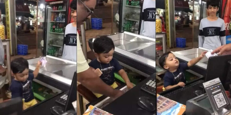 കടയിലെ-ക്യാഷറായി-ഒരു-കൊച്ചുമിടുക്കന്‍;-പൊട്ടിചിരിച്ച്-സോഷ്യല്‍-മീഡിയ