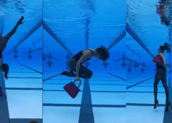 നീന്തല്‍-കുളത്തില്‍-തലകീഴായി-ക്യാറ്റ്-വാക്ക്;-ലോക-ചാമ്പ്യന്റെ-വീഡിയോ-ശ്രദ്ധേയമാകുന്നു