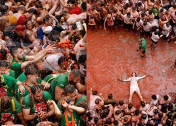 സ്പെയിനിലെ-തെരുവ്-ചുവന്നു;-ആഘോഷമാക്കി-റ്റൊമാറ്റിന-ഫെസ്റ്റിവൽ